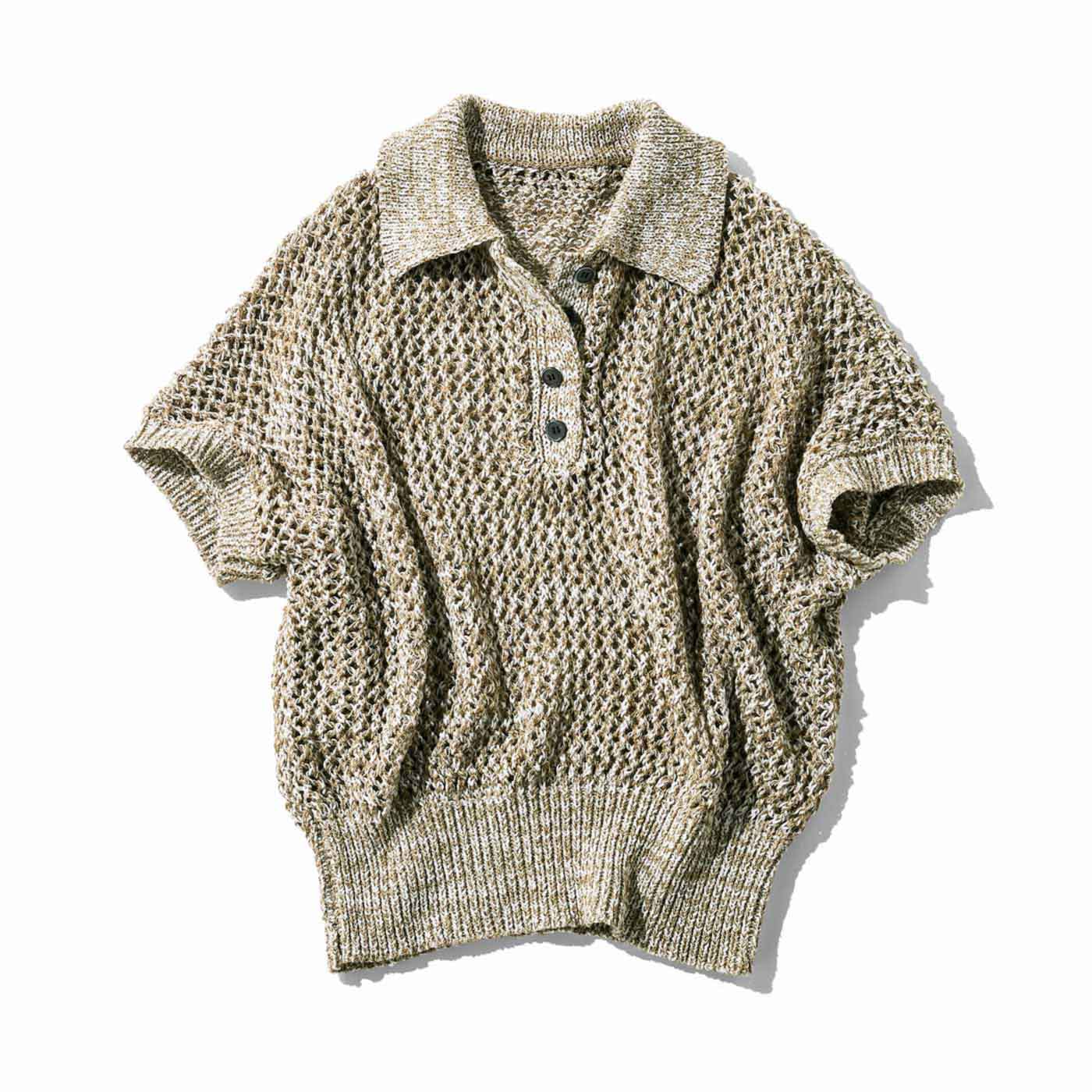 MEDE19F|衿付きテープヤーン ニット プルオーバー〈ベージュ〉