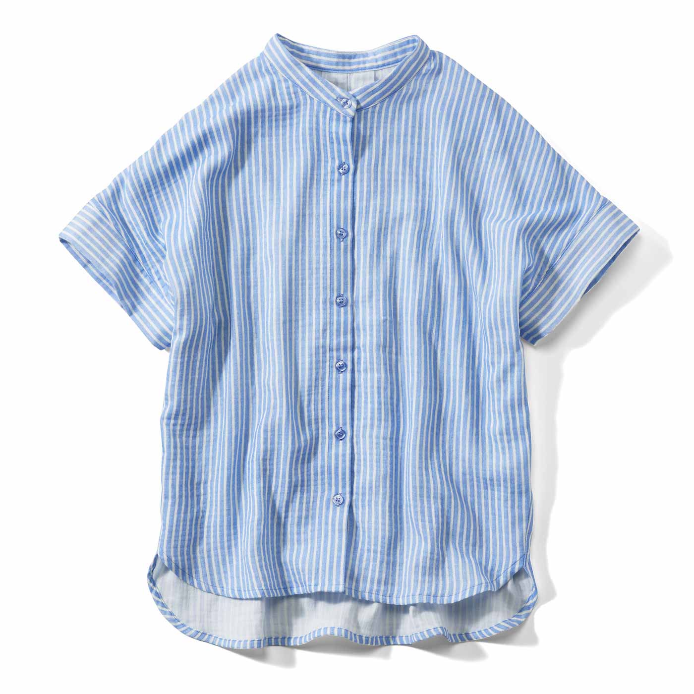 Live in  comfort|オーガニックコットン100％ダブルガーゼ素材の半袖シャツ〈ストライプ〉