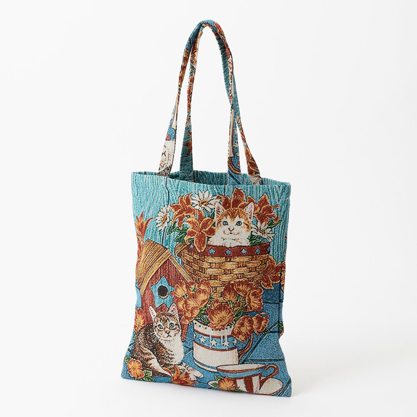 フェリシモの雑貨 Kraso|Purr Purr ジャカード織トートバッグ03.Aqua
